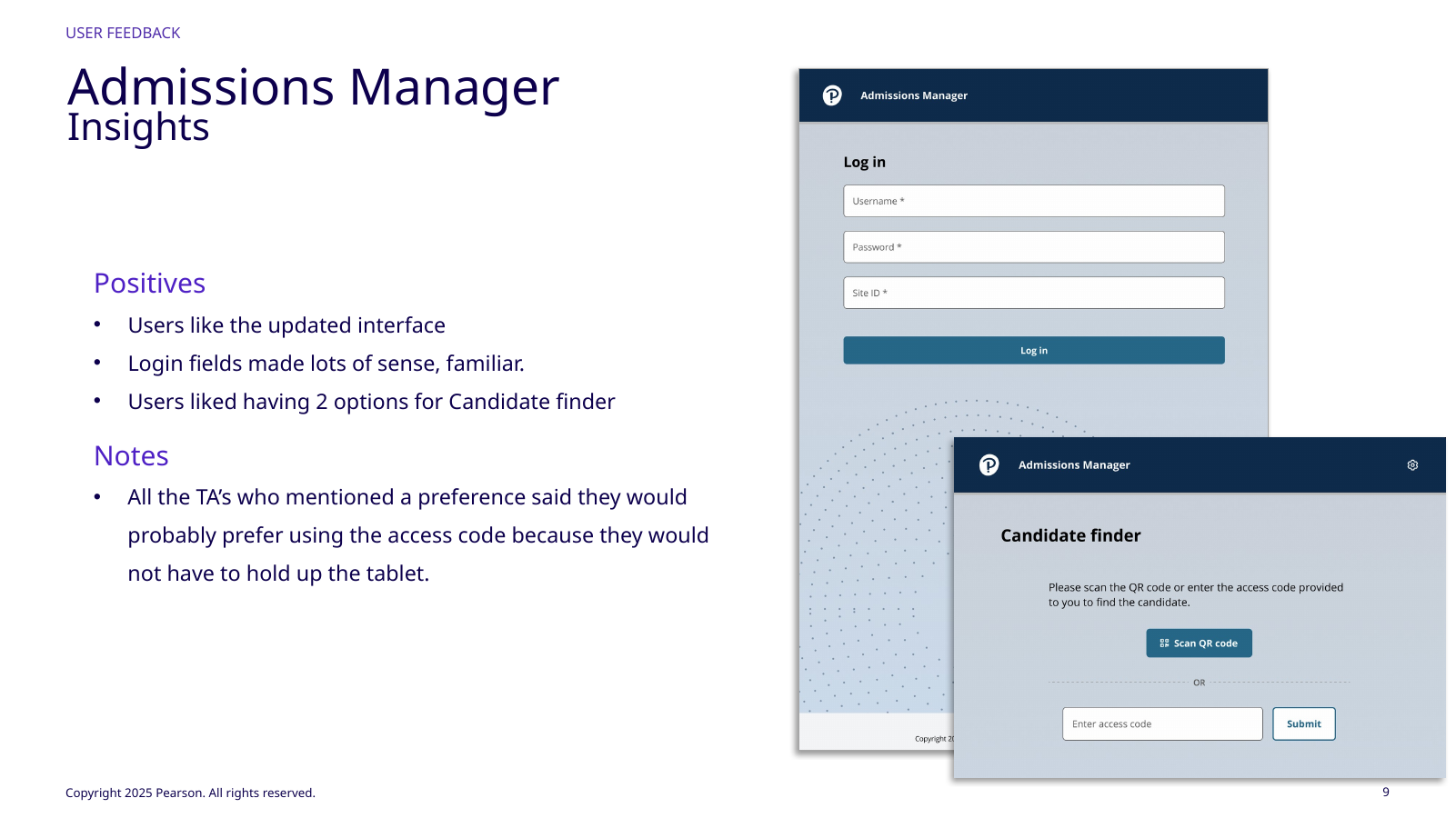 Palm ID usability findings for Admissions Manager