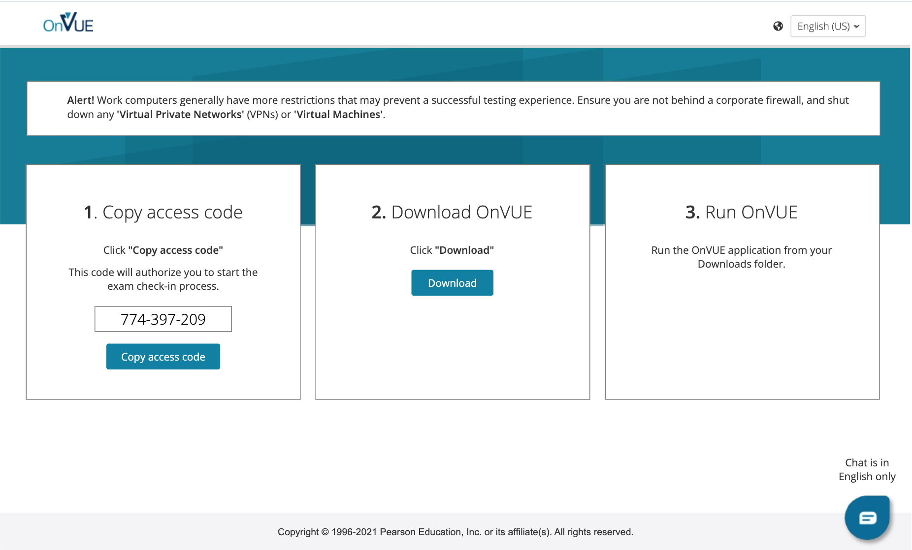 OnVUE start and launch screen