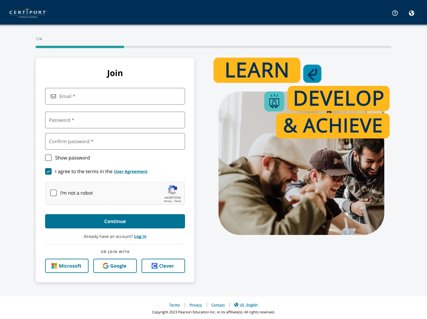 Certiport registration design