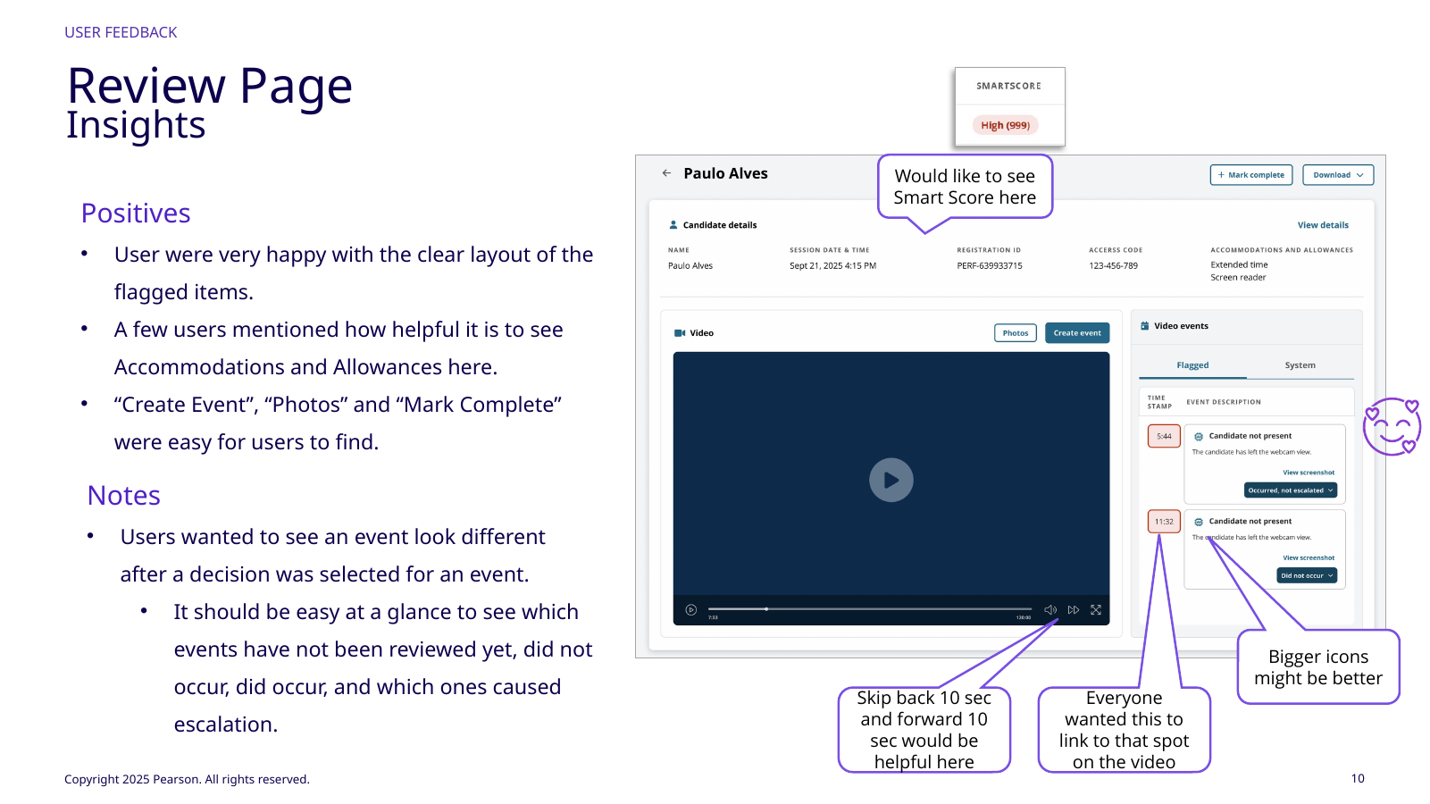 Review page usability findings
