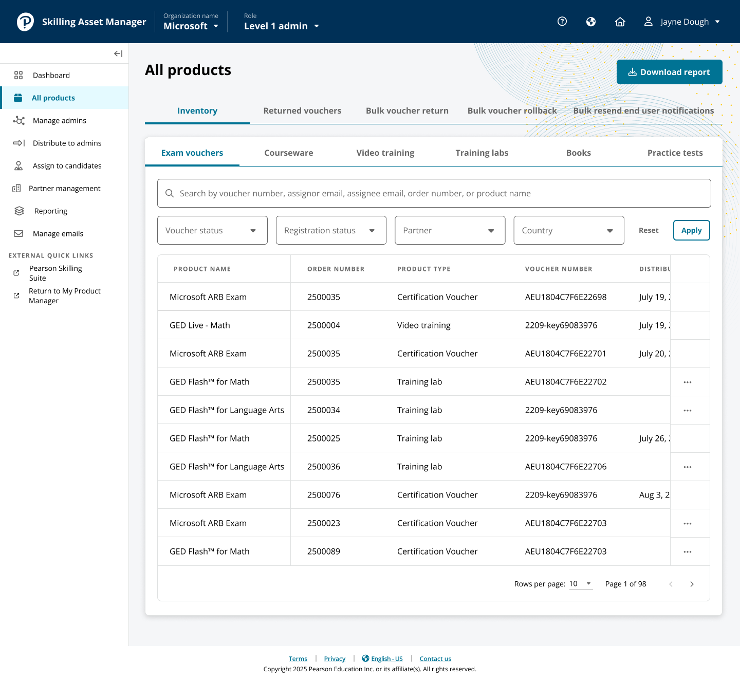 Redesigned MPM all-products inventory