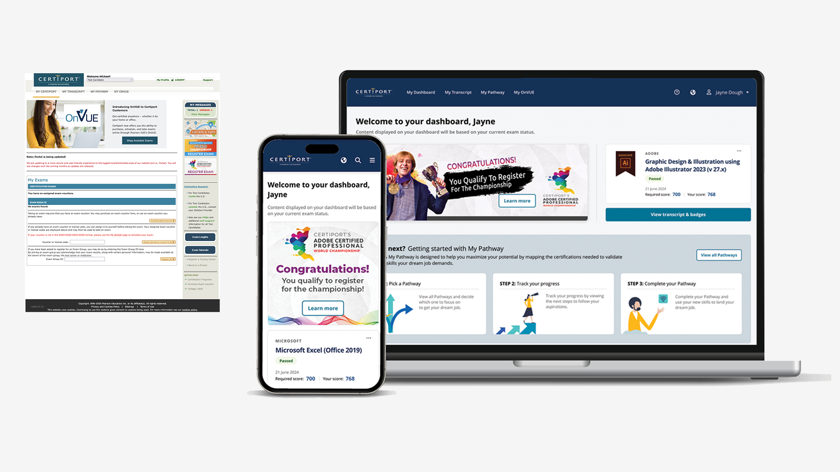 Redesigning a legacy certification portal for clarity and momentum.