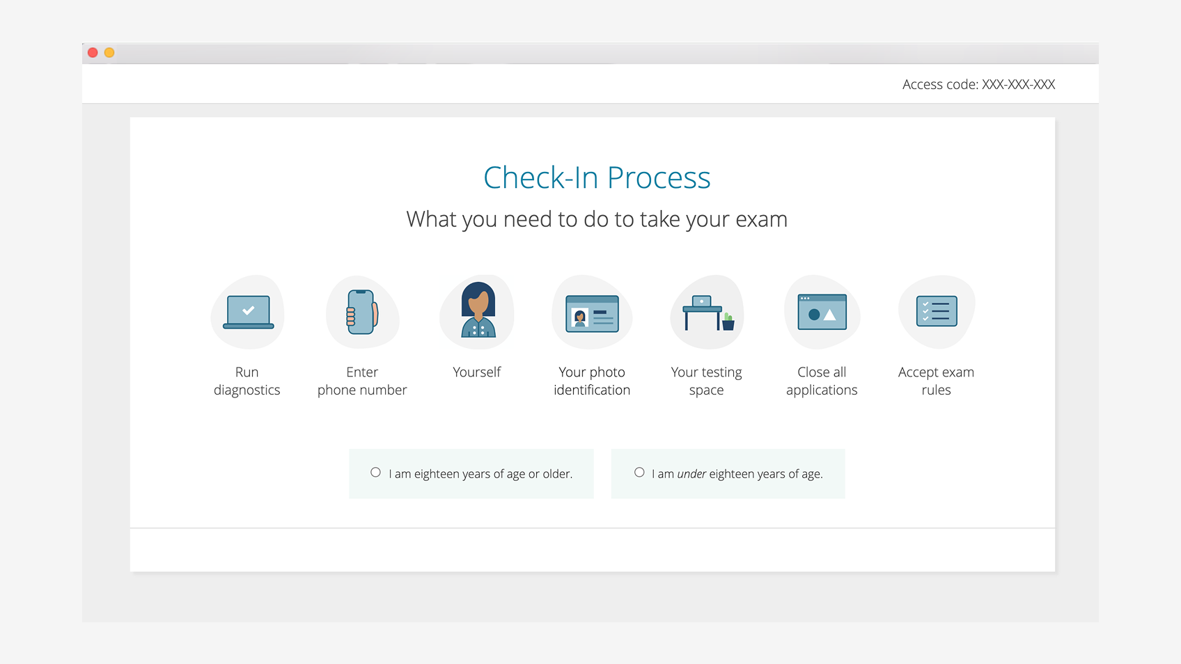 remote proctoring check-in process overview.