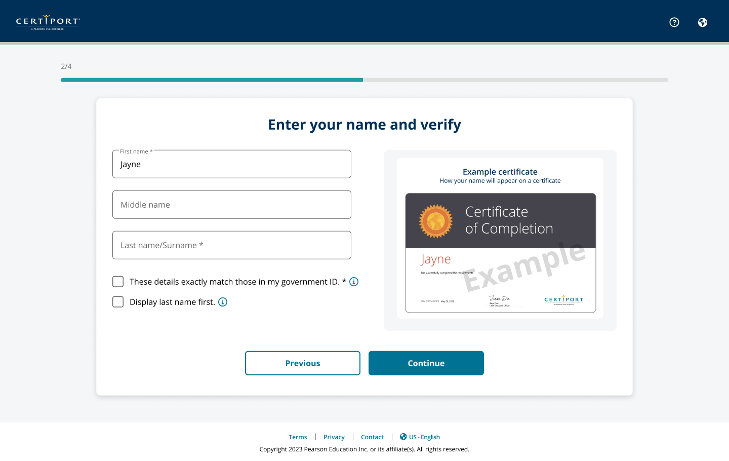More of the candidate portal interface state 03