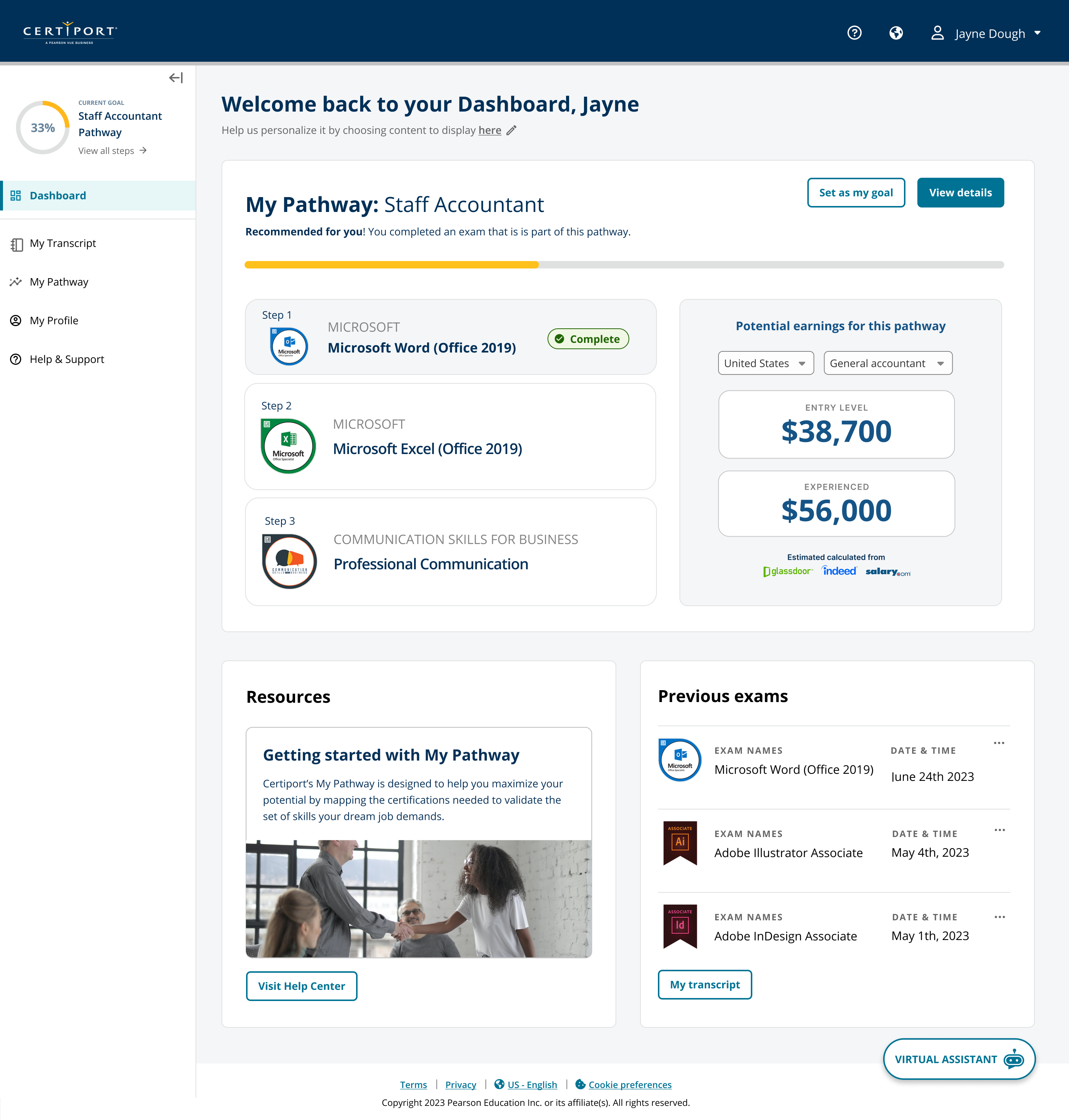 More of the candidate portal interface state 09