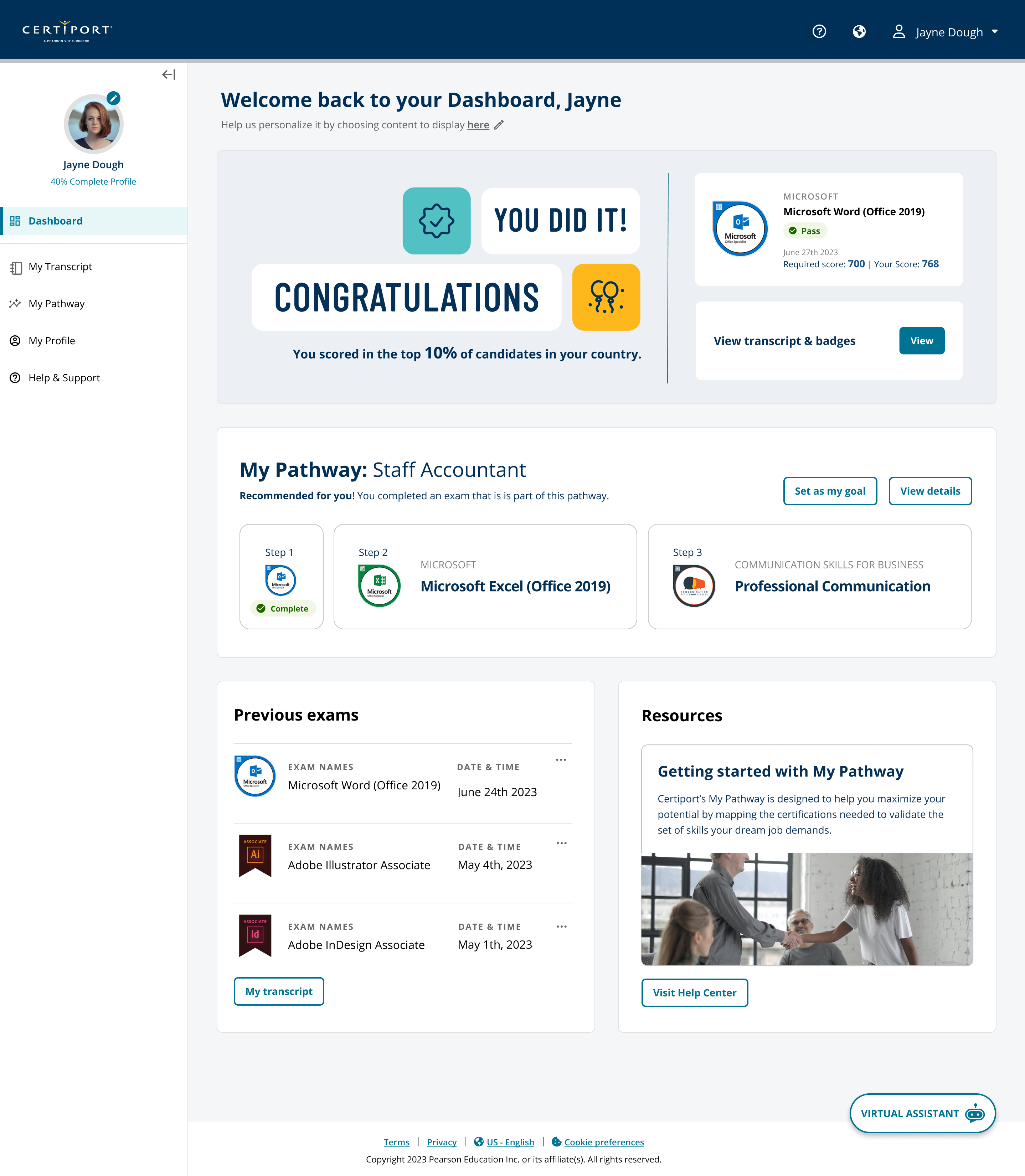 More of the candidate portal interface state 12