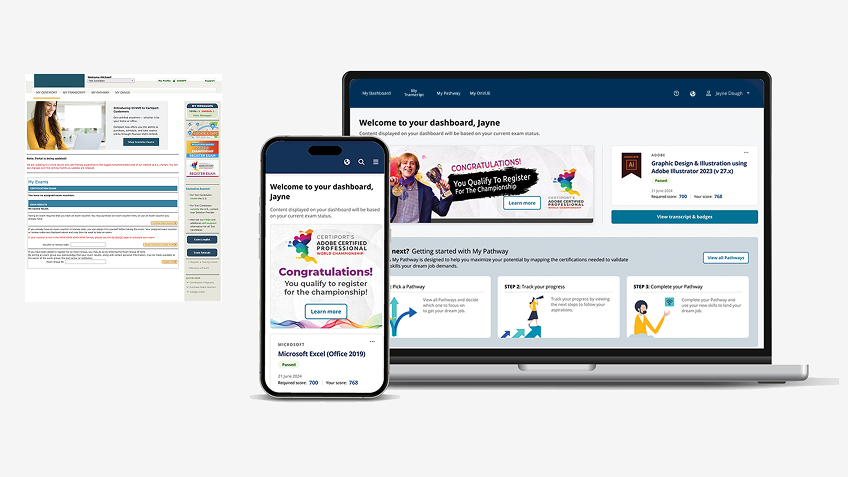 Candidate portal shown across desktop and mobile