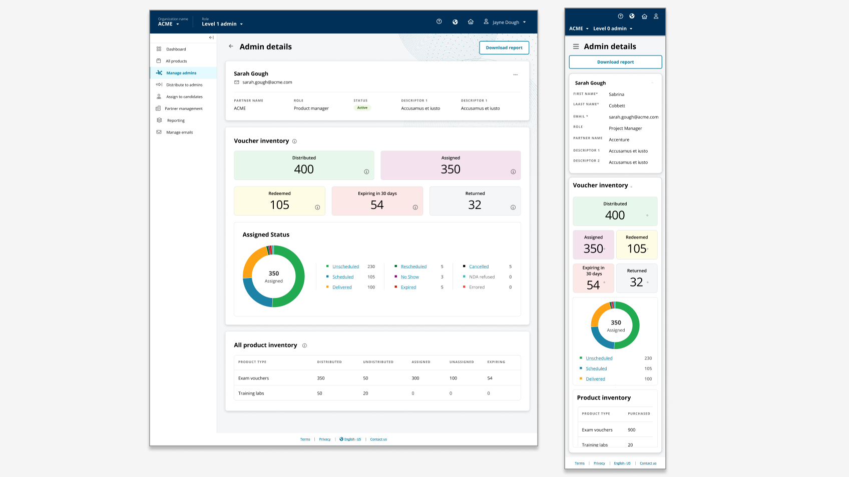 Enterprise Asset Manager administrator details and inventory view
