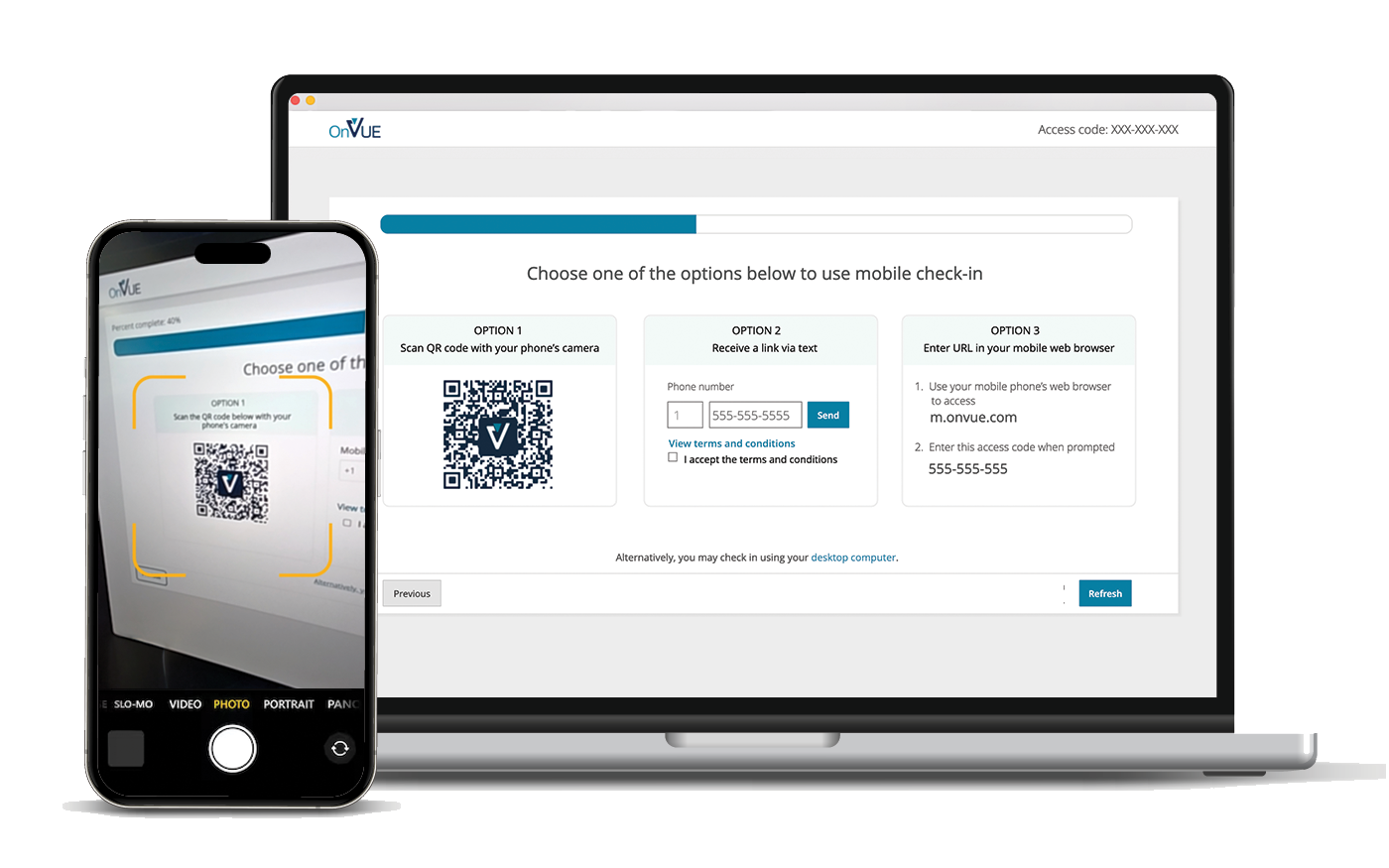 OnVUE desktop and mobile exam check-in experience