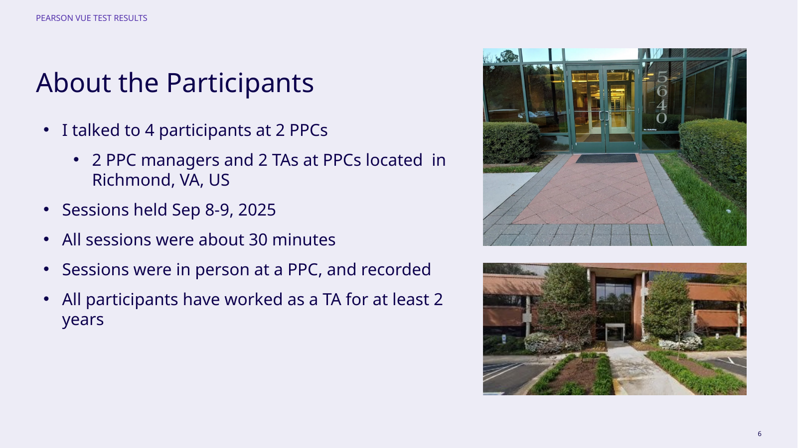 Usability study participants and test-center research setup