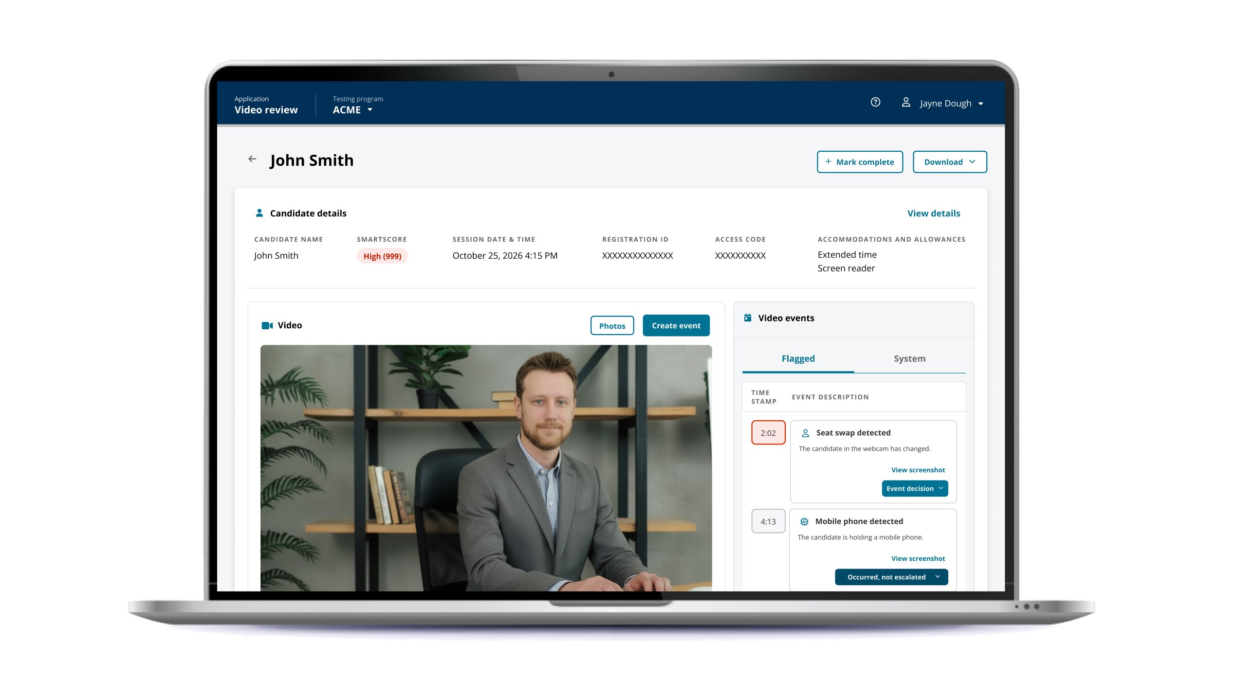 Pearson VUE · Smart Review AI experience