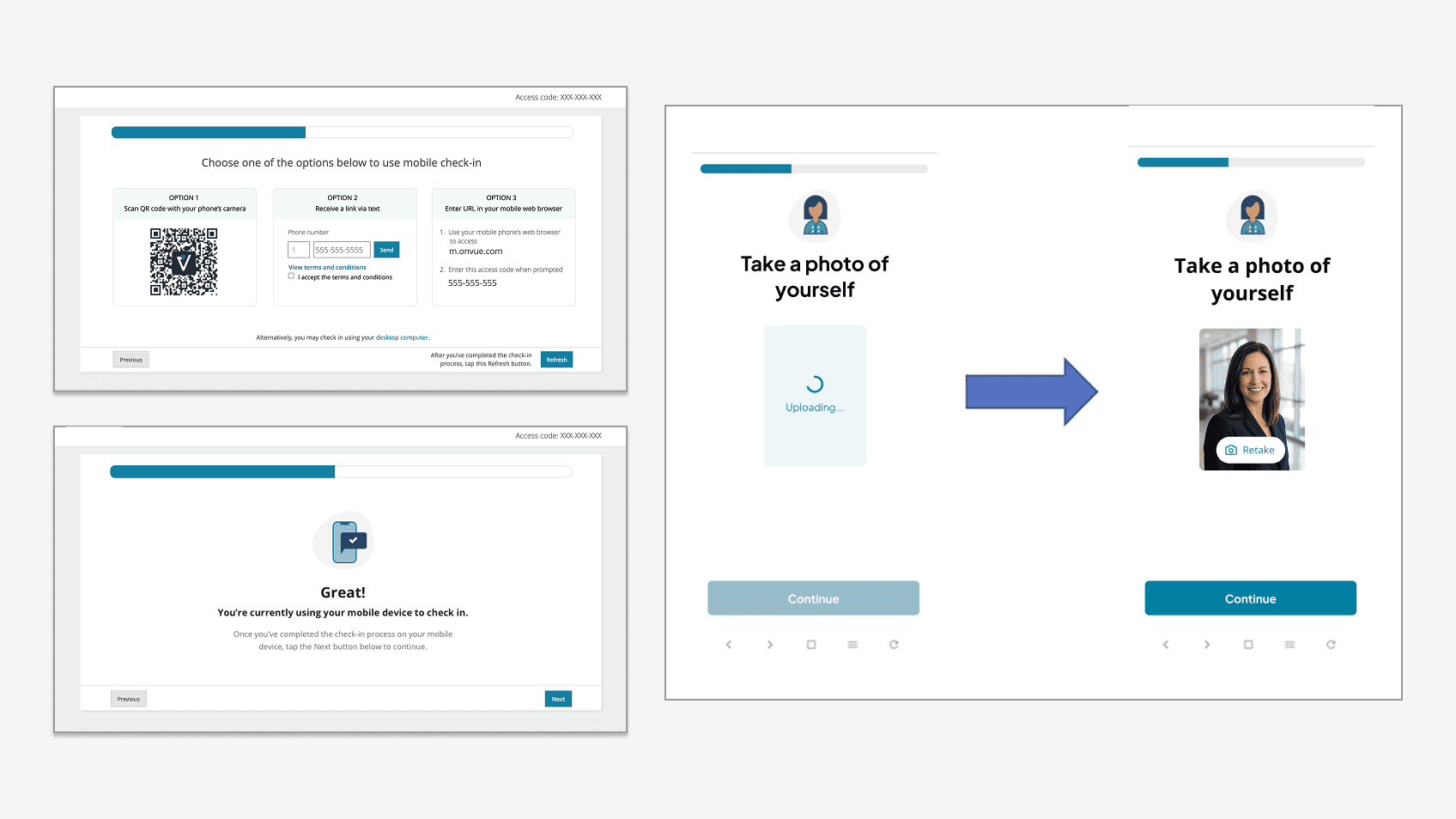 OnVUE desktop and mobile identity capture sequence