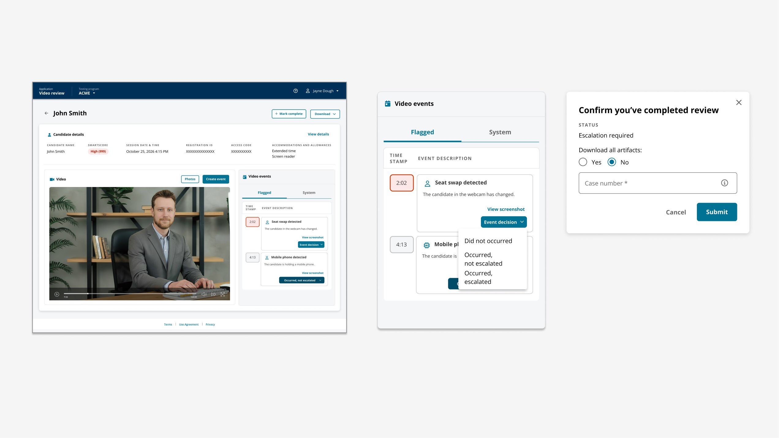 AI-Assisted Review decision and confirmation states